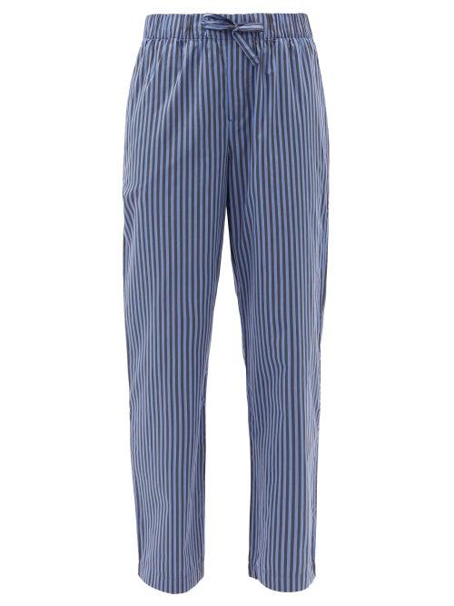 Ladies Lingerie Tekla - Striped Organic-cotton Pyjama Trousers - Womens - Blue Stripe