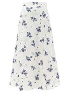 Matchesfashion.com Alessandra Rich - Floral-print Silk-satin Midi Skirt - Womens - White Print