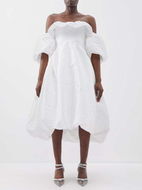 Kika Vargas - Reshma Voluminous Off-the-shoulder Taffeta Dress - Womens - White