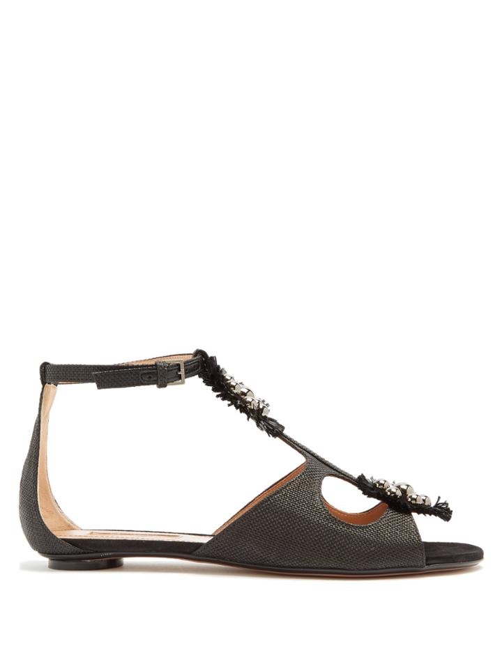 Samuele Failli Liya Stud-embellished Raffia Sandals