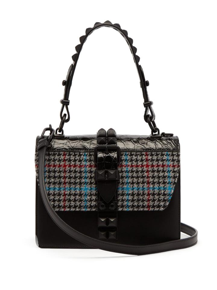Prada Elektra Mini Tweed And Crocodile-leather Bag