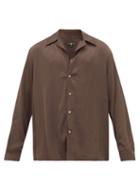 Matchesfashion.com Edward Crutchley - Cuban-collar Oversized Satin Shirt - Mens - Brown