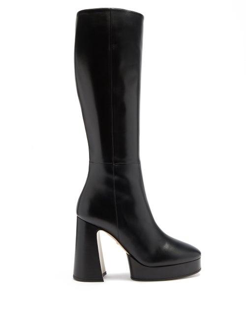 Matchesfashion.com Gucci - Madame Block-heel Leather Platform Boots - Womens - Black