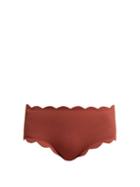 Matchesfashion.com Marysia - Spring Scallop Edge Bikini Briefs - Womens - Dark Pink