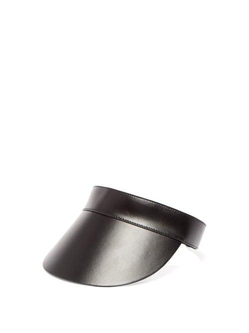 Matchesfashion.com Burberry - Curved Brim Leather Visor - Womens - Black