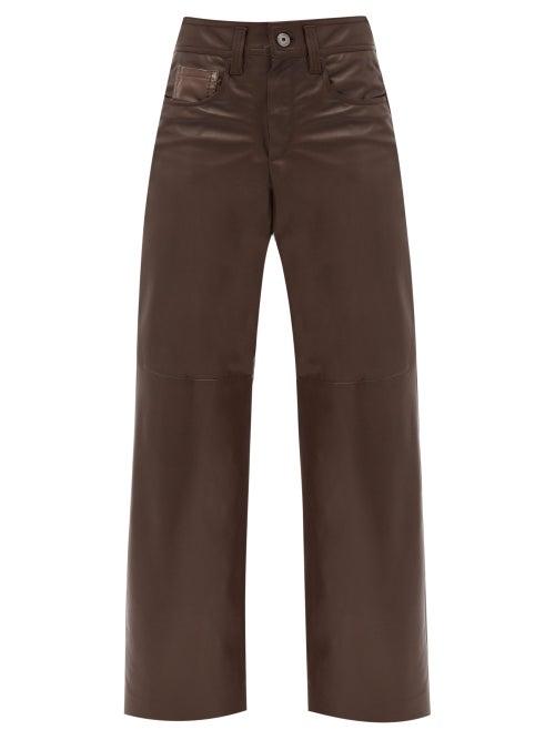 Matchesfashion.com Brunello Cucinelli - Wide-leg Leather Trousers - Womens - Dark Brown