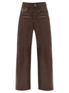 Matchesfashion.com Brunello Cucinelli - Wide-leg Leather Trousers - Womens - Dark Brown