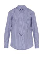Matchesfashion.com Burberry - Chevron Stripe Tie Cotton Shirt - Mens - Blue