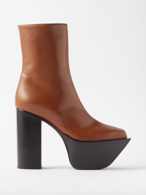 Peter Do - Leather Platform Ankle Boots - Womens - Brown