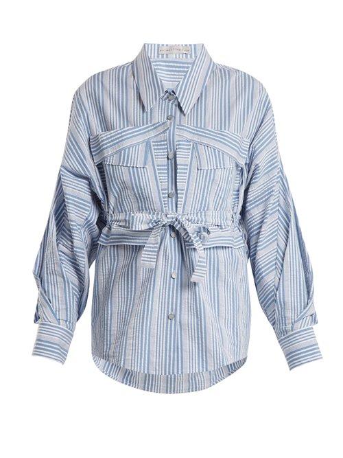 Matchesfashion.com Palmer//harding - Striped Cotton Shirt - Womens - Blue Stripe