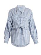 Matchesfashion.com Palmer//harding - Striped Cotton Shirt - Womens - Blue Stripe