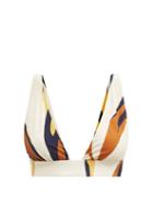 Ladies Beachwear Cala De La Cruz - Isabella Leaf-print Triangle Bikini Top - Womens - White Multi