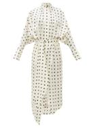 Matchesfashion.com Petar Petrov - Dublin Polka Dot Silk Satin Twill Dress - Womens - White Black
