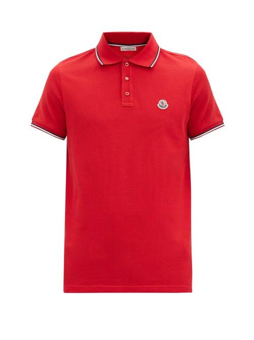 Matchesfashion.com Moncler - Logo-appliqu Cotton Polo Shirt - Mens - Red