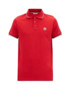 Matchesfashion.com Moncler - Logo-appliqu Cotton Polo Shirt - Mens - Red