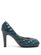Matchesfashion.com Bottega Veneta - Square Toe Quilted Leather Pumps - Womens - Dark Blue