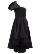 Matchesfashion.com Franoise - Bow-shoulder Cotton-poplin Midi Dress - Womens - Black