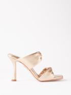 Aquazzura - Twist 95 Metallic Leather Sandals - Womens - Light Gold