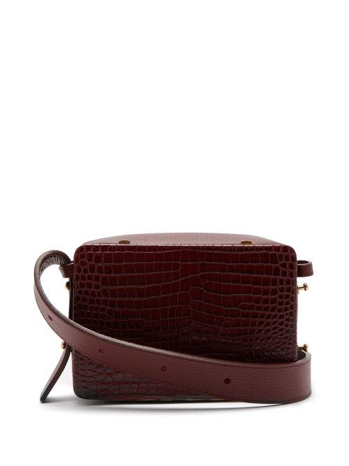 Matchesfashion.com Lutz Morris - Maya Crocodile Effect Leather Cross Body Bag - Womens - Burgundy