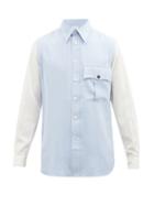 L.e.j - Flap Pocket Washed-silk Shirt - Mens - Blue White