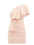 Matchesfashion.com Alexandre Vauthier - One Shoulder Wool Blend Tweed Mini Dress - Womens - Light Pink
