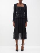 Self-portrait - Tailored-bodice Midi Dress - Womens - Black