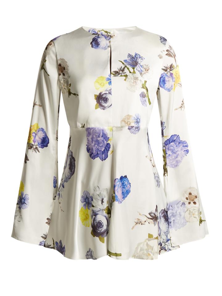 Acne Studios Bahair Open-back Floral-print Satin Top