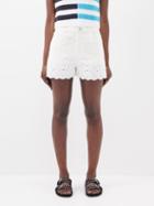 Staud - Noemie Eyelet-embroidered Cotton-twill Shorts - Womens - White