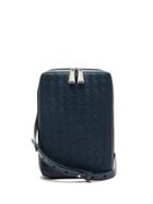 Matchesfashion.com Bottega Veneta - Intrecciato Leather Cross-body Bag - Mens - Blue