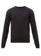 Matchesfashion.com Prada - Logo Embroidered Wool Blend Sweater - Mens - Black