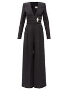 Matchesfashion.com Alexandre Vauthier - Rhombus-embellished Grain-de-poudre Wool Jumpsuit - Womens - Black