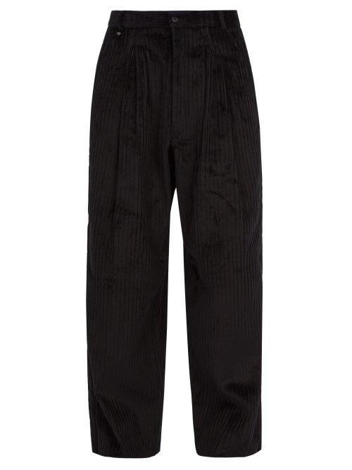 Matchesfashion.com Bless - Wide Leg Cotton Blend Corduroy Trousers - Mens - Black