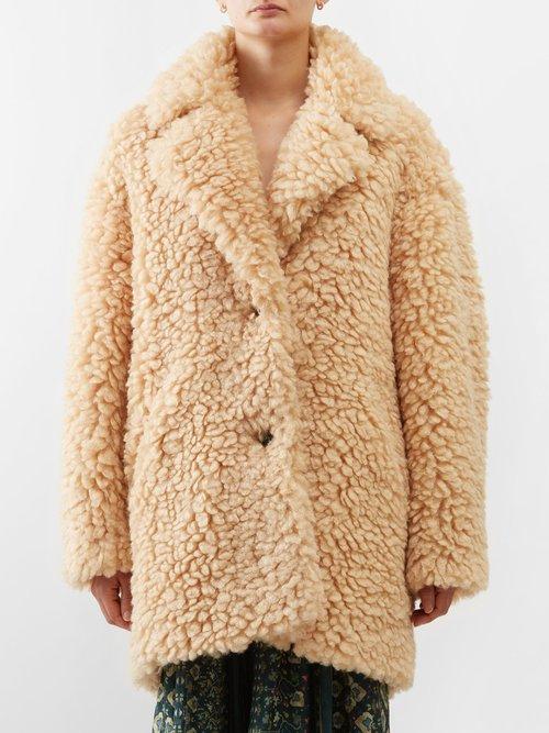 Isabel Marant - Sabrine Single-breasted Faux-shearling Coat - Womens - Beige