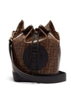 Matchesfashion.com Fendi - Mon Tresor Ff Jacquard Leather Bucket Bag - Womens - Black Brown