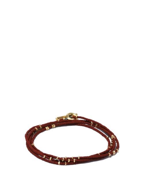 Matchesfashion.com M Cohen - Bead & 18kt Gold Bracelet - Mens - Burgundy