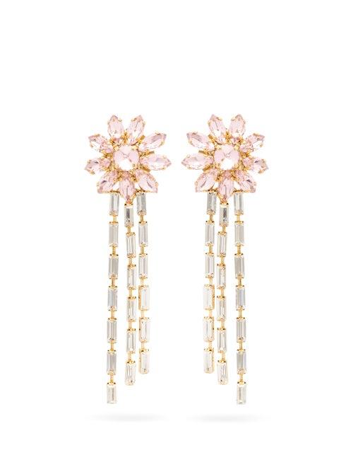 Matchesfashion.com Rosantica - Utopia Floral Crystal Clip Earrings - Womens - Crystal