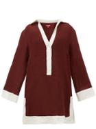 Matchesfashion.com Staud - Contrast Panel Linen Dress - Womens - Brown