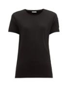Matchesfashion.com Moncler - Velvet Logo Patch Cotton T Shirt - Womens - Black