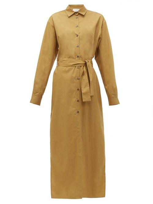 Matchesfashion.com On The Island - Kambos Tie Waist Cotton Maxi Shirtdress - Womens - Khaki