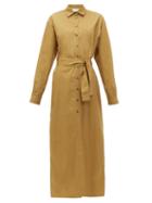 Matchesfashion.com On The Island - Kambos Tie Waist Cotton Maxi Shirtdress - Womens - Khaki