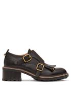 Matchesfashion.com Chlo - Fringed-vamp Buckled Leather Brogues - Womens - Black