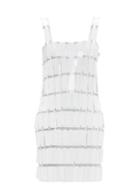 Matchesfashion.com Paco Rabanne - Fringed-paillette Chainmail Mini Dress - Womens - White