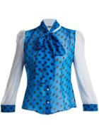 Matchesfashion.com Edeltrud Hofmann - Pussy Bow Polka Dot Silk Blouse - Womens - Blue Print