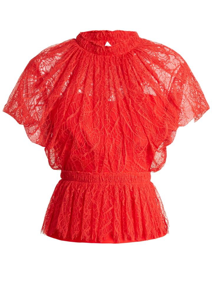 Emilio De La Morena High-neck Peplum Lace Top