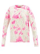 The Elder Statesman - Tie-dye Cable-knit Cashmere Sweater - Womens - Pink Multi