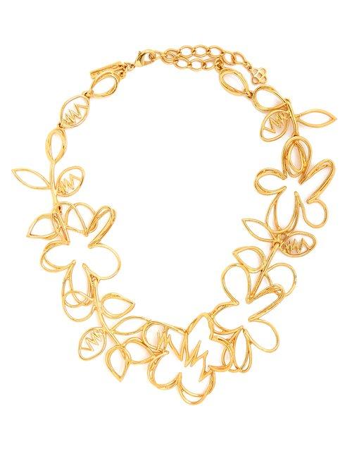 Matchesfashion.com Oscar De La Renta - Botanical Scribble Necklace - Womens - Gold