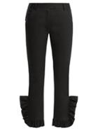 Matchesfashion.com Preen Line - Kala Ruffle Trimmed Skinny Stretch Cotton Trousers - Womens - Black