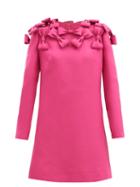 Matchesfashion.com Valentino - Bow-trim Wool-blend Cady Mini Dress - Womens - Pink