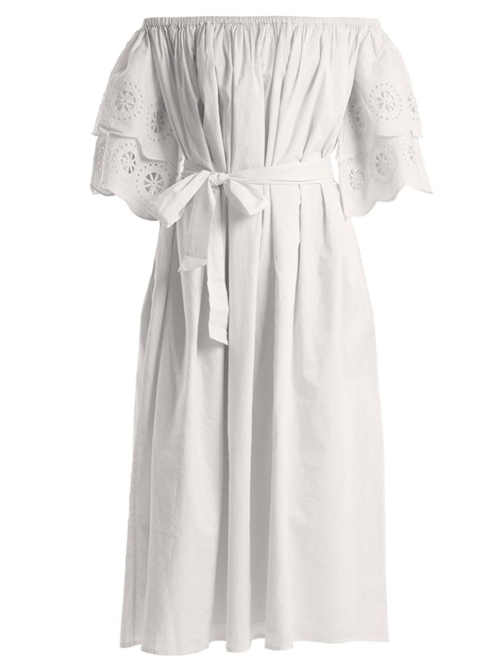 Merlette Mimosa Off-the-shoulder Embroidered Cotton Dress
