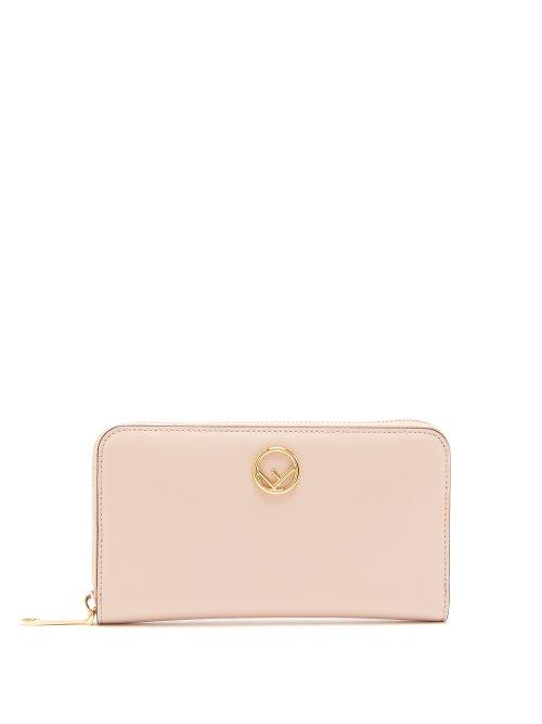 Matchesfashion.com Fendi - Logo Embellished Continental Leather Wallet - Womens - Light Pink